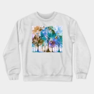 Colorful Pastel Blue Abstract Trees Crewneck Sweatshirt